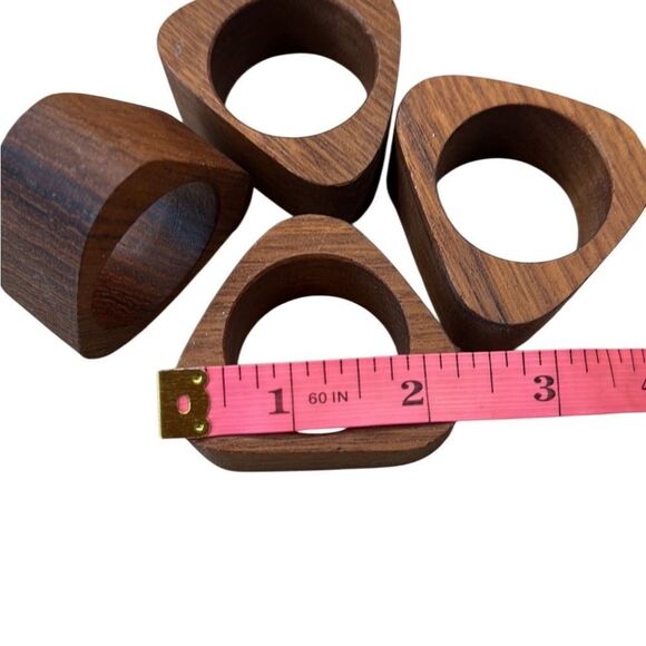 Vintage MCM Teak Triangle Napkin Holders Set of Four - Picture 3 of 4